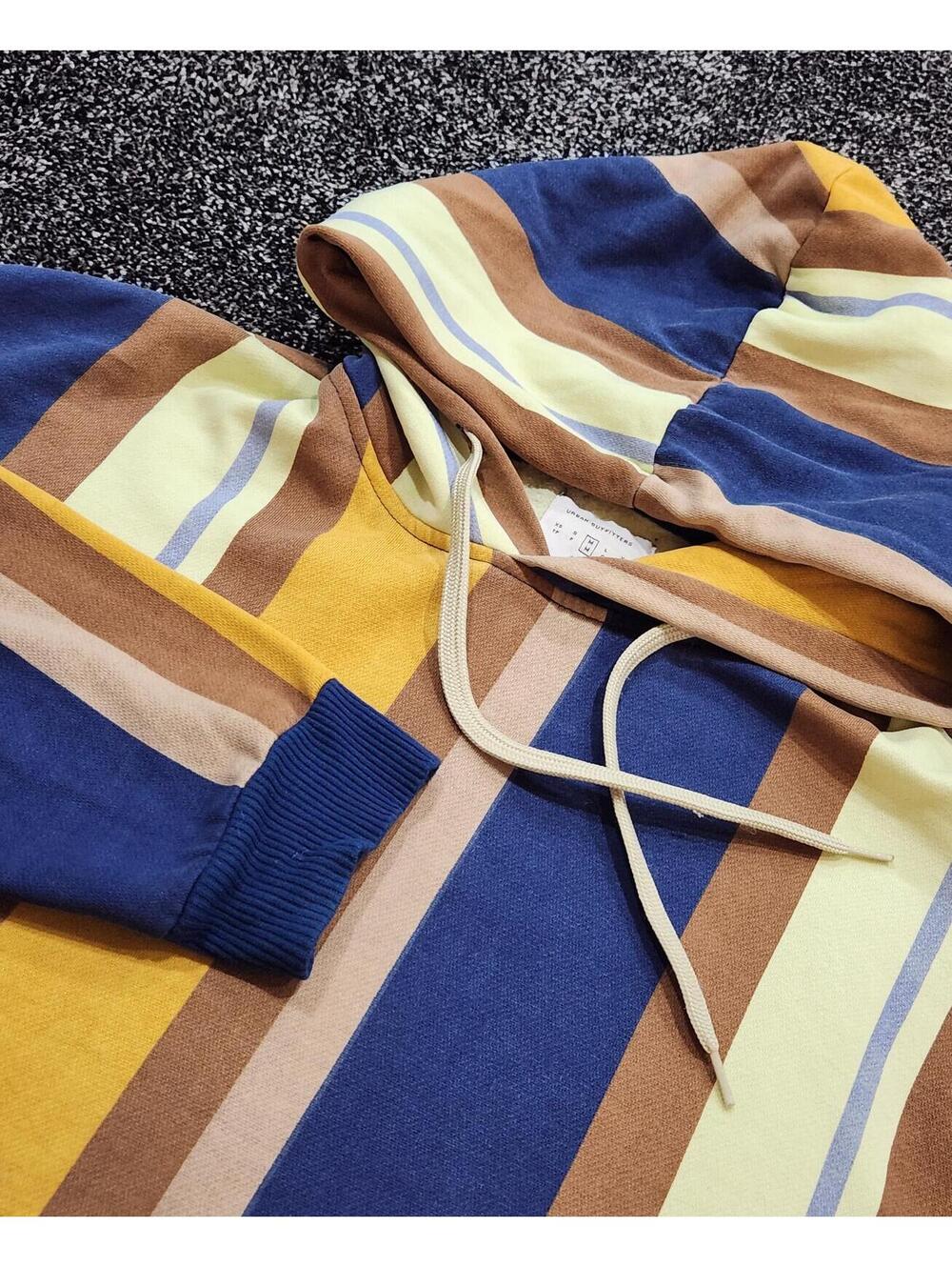 Urban Outfitters Vertical Stripe Pullover Hoodie Sweatshirt Men Medium Y2K Retro